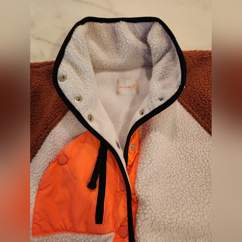 NWT Free People Hit the Slopes fleece 1/4 zip pullover jacket lavender fog combo - Picture 9 of 12